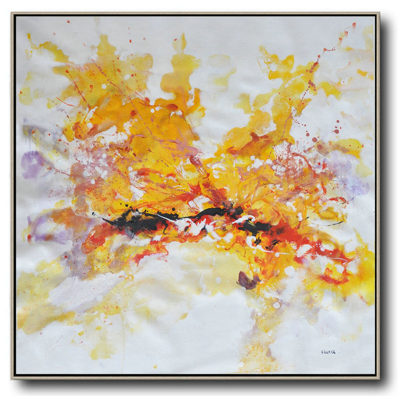Large Abstract Art,Oversized Abstract Oil Painting,Original Art Acrylic Painting,Yellow,White,Purple,Red.etc